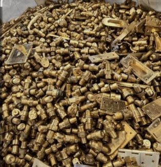 Pile of brass fittings ready for recycling