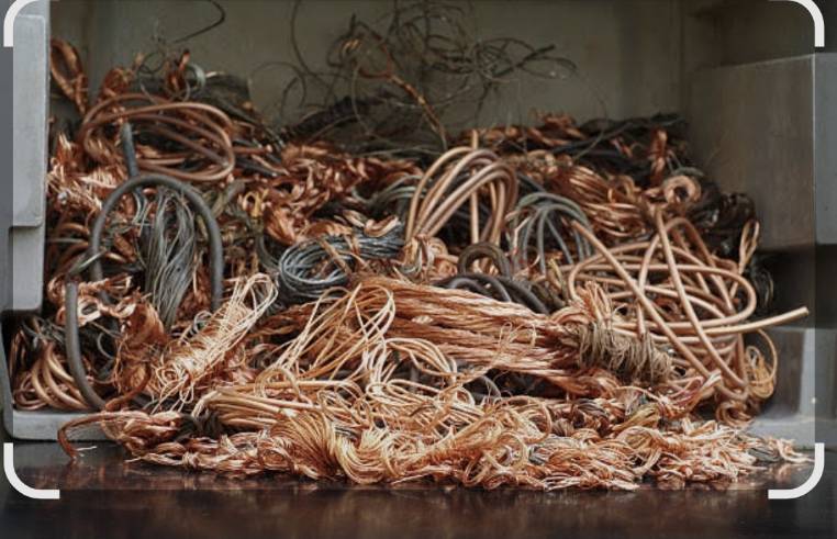 Mixed pile of copper and cable scrap
