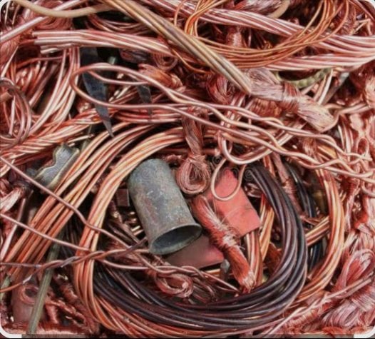 Pile of tangled copper wire scrap
