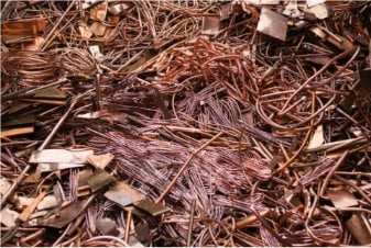 Pile of stripped copper wire scrap